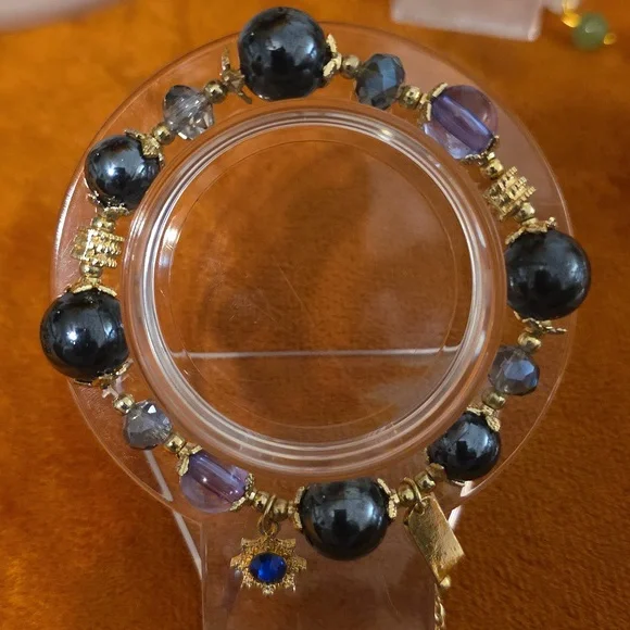 Napier Elegant Gold and Midnight Blue Bracelet Set - Picture 2 of 7
